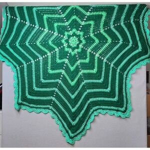 Vintage Handmade Crochet Afghan Big Star Throw Retro Boho Cottage Core‎ Granny